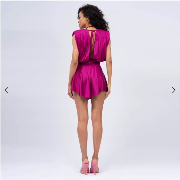 Neon Green Mini Draped Jumpsuit from Wolf and Badger (L) - Picture 3 of 3